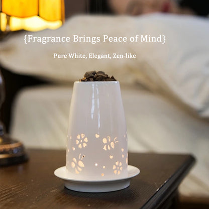 Baisonet Set of 3，Ceramic Tealight Candle Holder+Agarwood Fragrance + Candle，Essential Oil Burner Wax Melt Burners, Aromatherapy Aroma Diffuser Burner for Home Bedroom Decor Christmas Housewarming Gift