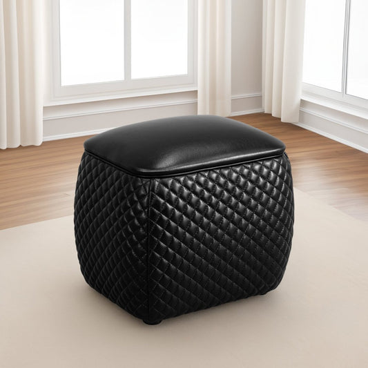 Black Cat-Scratch Leather living room Square Low Stool