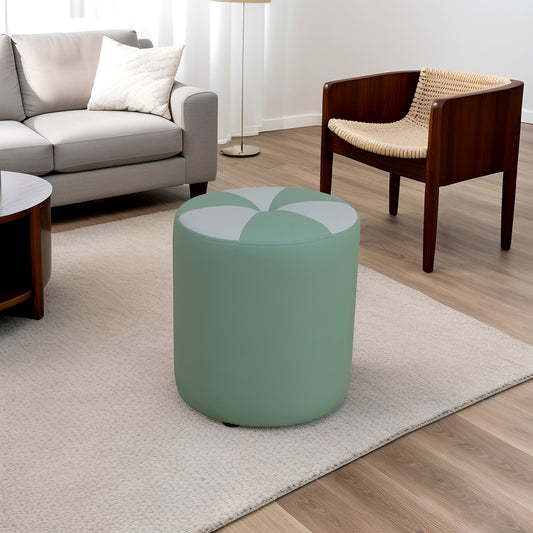 Pale-Green and Gray Cat-Scratch Leather living room Rounded Stool