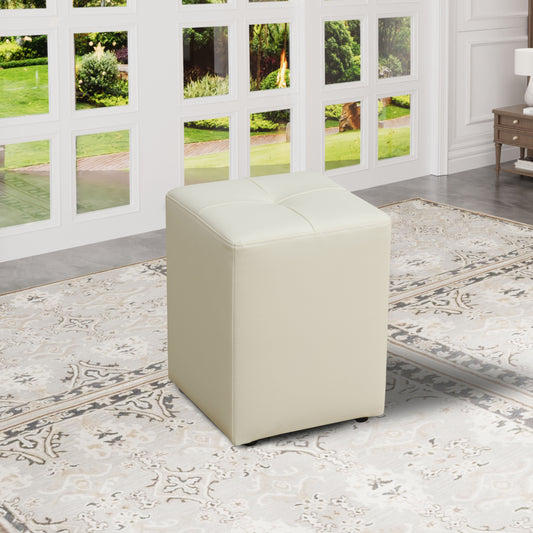 Off-white Cat-Scratch Leather living room Cube High Stool